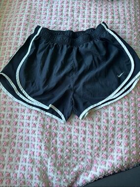 Nike Black Athletic Running Shorts with White Piping